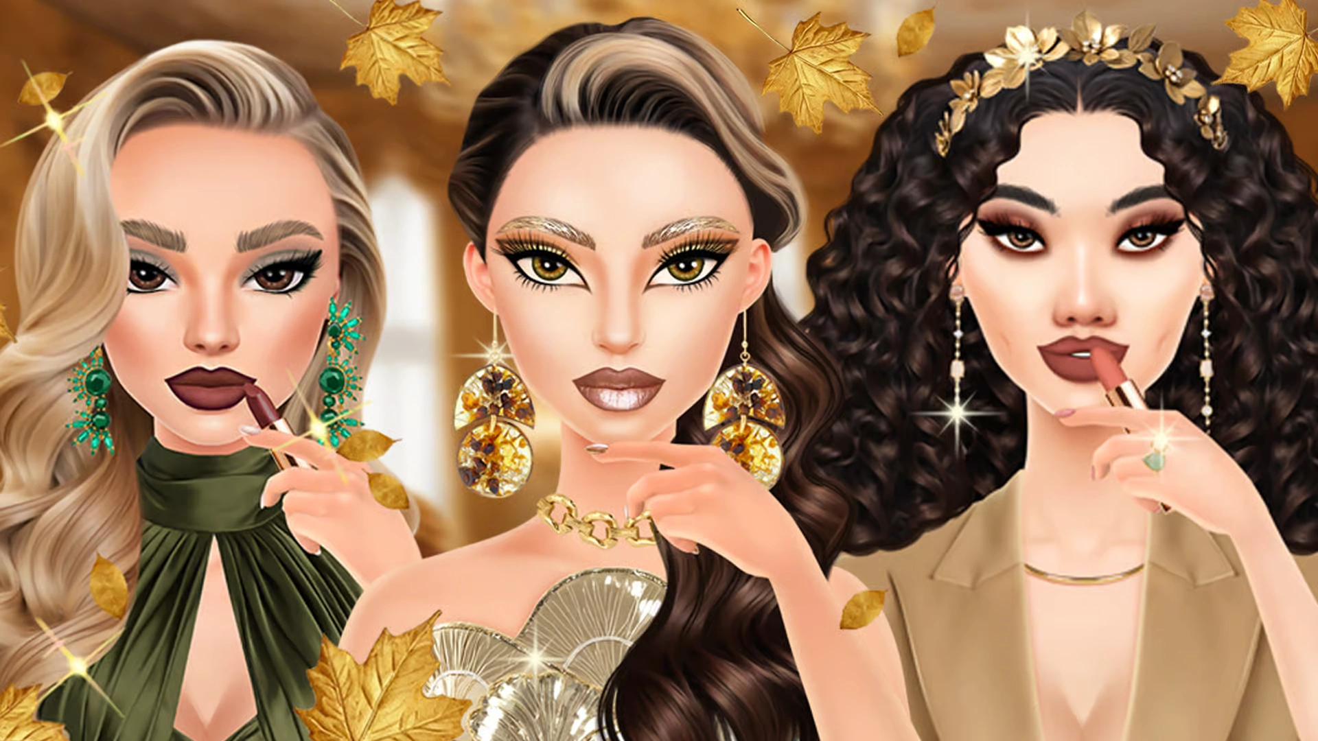 Autumn Glam Gala gameplay screenshot &mdash; warm gala makeup and hair